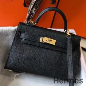 Hermes Kelly Mini II Bag In Black Epsom Leather GHW