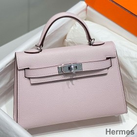 Hermes Kelly Mini II Bag In Mauve Pale Epsom Leather PHW