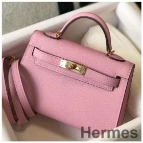 Hermes Kelly Mini II Bag In Mauve Sylvestre Epsom Leather GHW