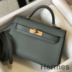 Hermes Kelly Mini II Bag In Vert Amande Epsom Leather GHW