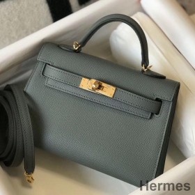 Hermes Kelly Mini II Bag In Vert Amande Epsom Leather GHW