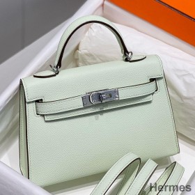 Hermes Kelly Mini II Bag In Vert Fizz Epsom Leather PHW