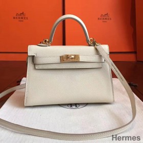 Hermes Kelly Mini II Handmade Bag In Beton Epsom Leather