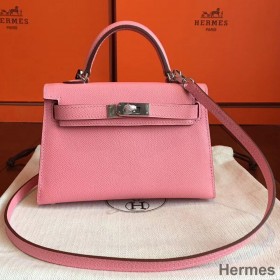 Hermes Kelly Mini II Handmade Bag In Rose Confetti Epsom Leather