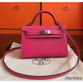 Hermes Kelly Mini II Handmade Bag In Rose Tyrien Epsom Leather