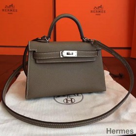 Hermes Kelly Mini II Handmade Bag In Taupe Epsom Leather
