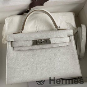Hermes Kelly Mini II Sellier Handmade Bag In Gris Pale Epsom Calfskin