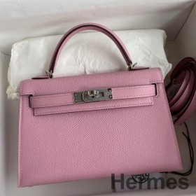 Hermes Kelly Mini II Sellier Handmade Bag In Mauve Sylvestre Epsom Calfskin