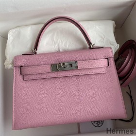Hermes Kelly Mini II Sellier Handmade Bag In Mauve Sylvestre Epsom Calfskin
