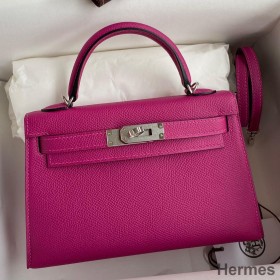 Hermes Kelly Mini II Sellier Handmade Bag In Rose Purple Epsom Calfskin
