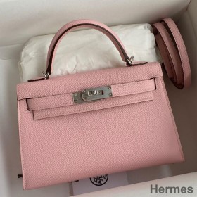 Hermes Kelly Mini II Sellier Handmade Bag In Rose Sakura Epsom Calfskin