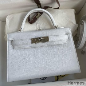 Hermes Kelly Mini II Sellier Handmade Bag In White Epsom Calfskin