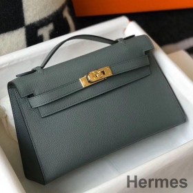 Hermes Kelly Pochette Bag In Vert Amande Epsom Leather