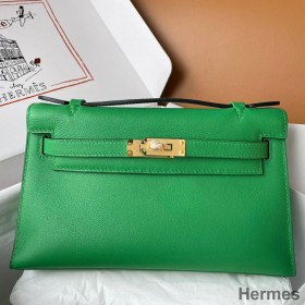 Hermes Kelly Pochette Handmade Bag In Bamboo Swift Calfskin