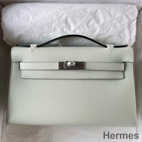 Hermes Kelly Pochette Handmade Bag In Vert Fizz Epsom Calfskin