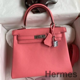 Hermes Kelly Retourne 25 Handmade Bag In Rose d'Ete Swift Calfskin