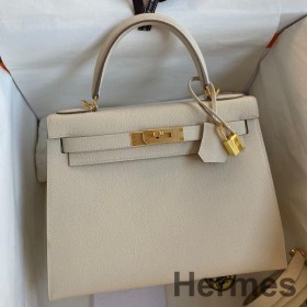 Hermes Kelly Sellier 28 Handmade Bag In Craie Epsom Calfskin