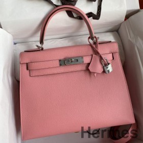 Hermes Kelly Sellier 28 Handmade Bag In Rose Confetti Epsom Calfskin