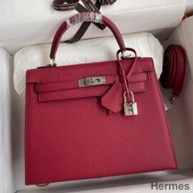 Hermes Kelly Sellier 28 Handmade Bag In Ruby Epsom Calfskin