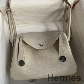 Hermes Lindy 26 Handmade Bag In Beton Clemence Leather