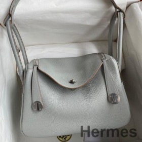 Hermes Lindy 26 Handmade Bag In Blue Glacier Clemence Leather