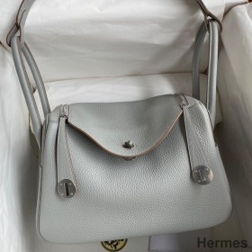 Hermes Lindy 26 Handmade Bag In Blue Glacier Clemence Leather