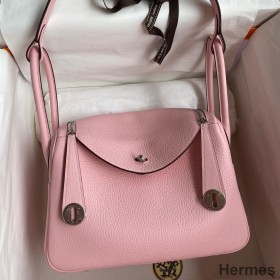 Hermes Lindy 26 Handmade Bag In Rose Sakura Clemence Leather