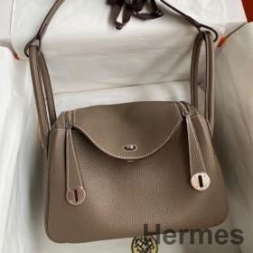 Hermes Lindy 26 Handmade Bag In Taupe Clemence Leather