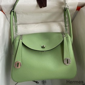 Hermes Lindy 26 Handmade Bag In Vert Criquet Clemence Leather
