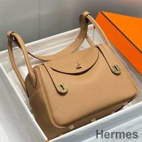 Hermes Lindy 26cm Bag In Chai Clemence Leather GHW