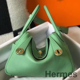 Hermes Lindy 26cm Bag In Vert Criquet Clemence Leather GHW