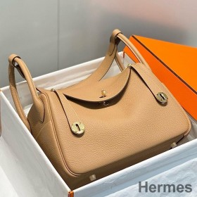 Hermes Lindy 30cm Bag In Chai Clemence Leather GHW
