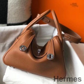 Hermes Lindy 30cm Bag In Gold Clemence Leather PHW