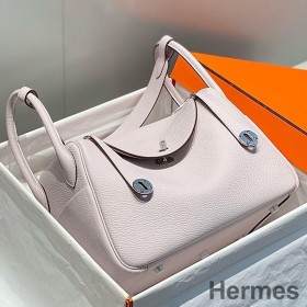 Hermes Lindy 30cm Bag In Mauve Pale Clemence Leather PHW