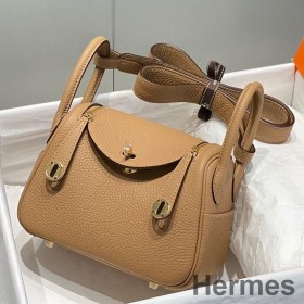 Hermes Lindy Mini Bag In Chai Clemence Leather GHW