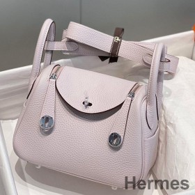Hermes Lindy Mini Bag In Mauve Pale Clemence Leather PHW