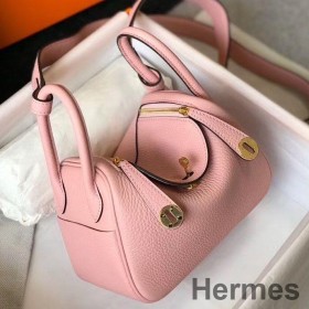 Hermes Lindy Mini Bag In Pink Clemence Leather GHW