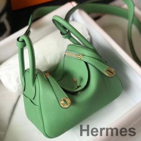 Hermes Lindy Mini Bag In Vert Criquet Clemence Leather GHW