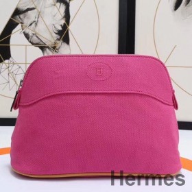 Hermes Medium Bolide Travel Case In Rose Red Cotton