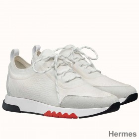 Hermes Men's Addict Sneakers In White Knit