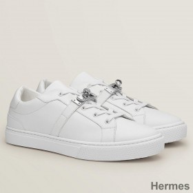Hermes Men's Day Sneakers in White Leather