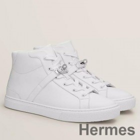 Hermes Men's Daydream High - top Sneakers in White Leather