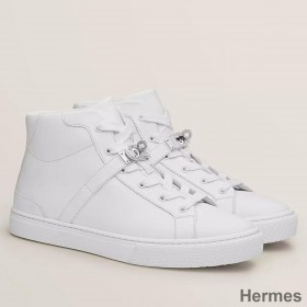 Hermes Men's Daydream High - top Sneakers in White Leather