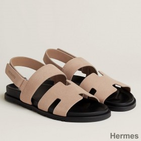 Hermes Men's Genius Sandals In Beige Suede Calfskin