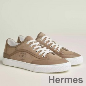 Hermes Men's Get Sneakers in Beige Suede Leather