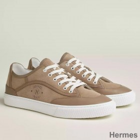 Hermes Men's Get Sneakers in Beige Suede Leather