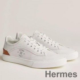 Hermes Men's Get Sneakers in White Calfskin