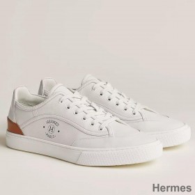Hermes Men's Get Sneakers in White Calfskin