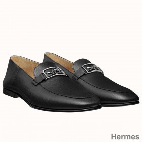 Hermes Men's Tenor Loafers In Black Calfskin