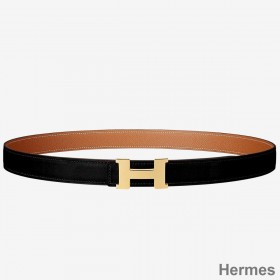 Hermes Mini Constance 24mm Reversible Belt Black/Gold